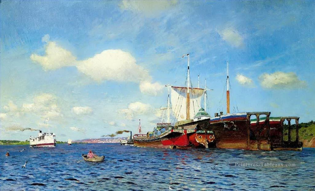 volga de vent vif 1885 Paysage de la rivière Isaac Levitan Peintures à l'huile